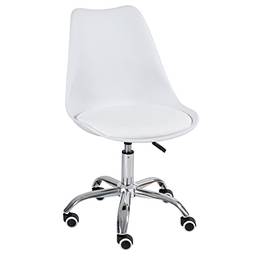 Cadeira de rodízios estofada Tulipa - Office - Escritório - Branco