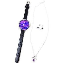 KKcare 4 peças de colar de relógios femininos e brincos conjunto de presente para mulheres, moda feminina, joias, conjunto de presente para meninas e mulheres
