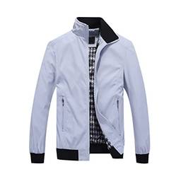 Jaqueta corta-vento masculina leve, de manga comprida, Cinza, X-Small