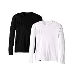 KIT 2 Camisetas UV Protection Masculina UV50+ Tecido Ice Dry Fit Secagem Rápida – GG Preto - Branco