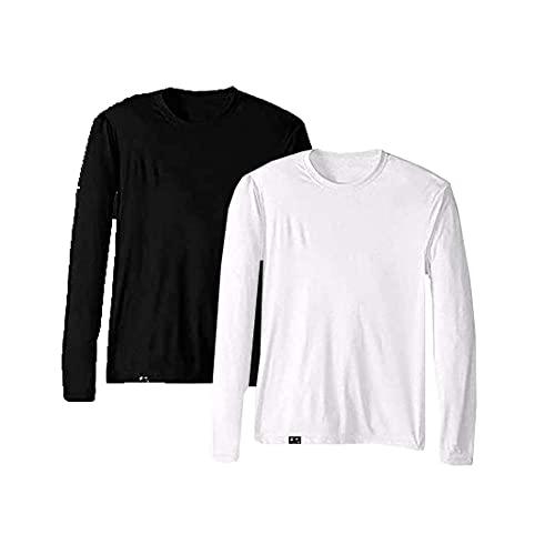 KIT 2 Camisetas UV Protection Masculina UV50+ Tecido Ice Dry Fit Secagem Rápida – M Preto - Branco