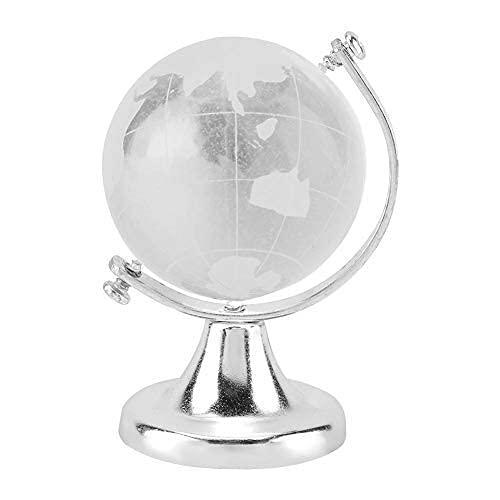 AUNMAS Esfera de cristal mágico, super mini globo de terra redondo com mapa do mundo bola de vidro de cristal bolas decorativas ornamento de mesa decoração de escritório doméstico presente (prata)