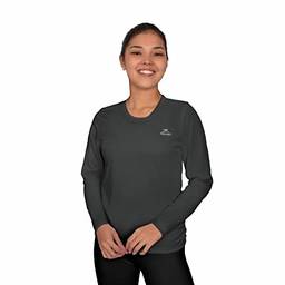Camisa Dry Basic LS Muvin – Manga Longa – Feminina – Proteção Solar UV50 – Camiseta Para Academia – Treino Funcional – Pilates – Yoga – Corrida – Ginástica – Fitness – Caminhada – Secagem Rápida (EG, Chumbo)