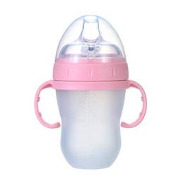 JJone Garrafa de água para bebê de 240ml / 8 oz com palha Amplo leite na boca Biberões à prova de vazamentos Não tóxico e sem cheiro Copos de palha portáteis para bebês Crianças fáceis de usar