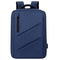 Mochila masculina para laptop de viagem com capacidade expandida, bolsa de carregamento USB, bolsa de nylon impermeável, Azul, G
