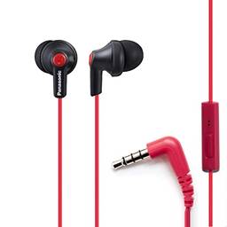 Fones de ouvido com fio intra-auriculares e microfone Panasonic ErgoFit RP-TCM125-KB, preto/vermelho metálico