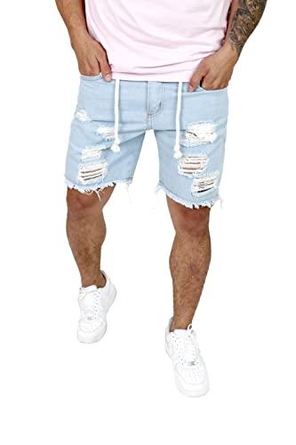 Bermuda Shorts Jeans Destroyed Com Cordão Premium (40, Jeans Claro)