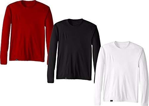 Kit com 3 Camisetas Proteção Solar Uv 50 Ice Tecido Gelado – Slim Fitness – Branco - Preto - Vinho – P