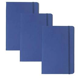 KKcare 3 peças de couro sintético A6 caderno de escrita de diário com elástico forrado papel escolar material de escritório (azul)