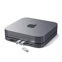 Suporte e Hub de Alumínio Porta de Dados USB-C, Leitores de Cartão Micro/SD, USB 3.0 e Entrada de Fone de Ouvido – Compatível com Mac Mini (2018 e posterior), SATECHI