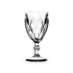 Mimo Style Jogo de 6 Taças de Vidro Transparente Vitral com Capacidade de 320ml com Alto Relevo e Aparencia Diamantada. Ideal para Vinhos, Sucos, Uísque, Água e Cerveja, Cálice para Festa e Casamento
