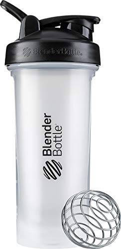 Garrafa coqueteleira clássica V2 da BlenderBottle, para shakes de proteína e pré-treino, 800 ml, transparente/preto