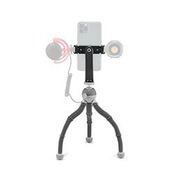 JOBY PodZilla Kit médio, tripé flexível com suporte para telefone GripTight 360, tripé para celular dos criadores do GorillaPod, compatível com iPhone, smartphones e câmeras de ação, até 1 kg, cinza