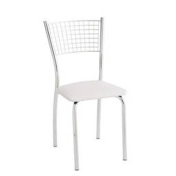 Cadeira para Cozinha Assento Estofado 426 Unimóvel Cromado/branco