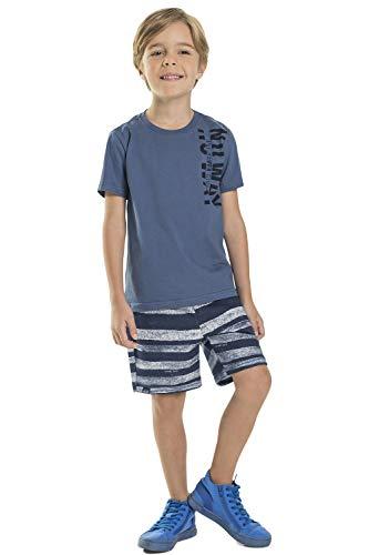 Conjunto Camiseta Malha e Bermuda Moletom, Quimby, meninos, Azul, 06