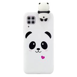 SHUNDA Capa para Samsung Galaxy A12, capa de silicone Lite, capa protetora de TPU flexível com absorção de choque 3D de desenho fofo para Samsung Galaxy A12 de 6,5 polegadas - Panda branco