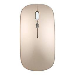 Miaoqian Mouse fino sem fio 2.4G sem ruído, 3 DPI ajustável de 7 cores, luz respiratória mouse recarregável para computador laptop, dourado