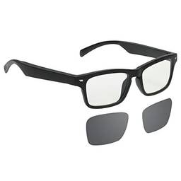 Tomshin Óculos de áudio inteligentes sem fio BT Óculos de música Música e viva-voz para chamada com bloqueio de luz azul/lentes polarizadas de óculos com microfone para homens e mulheres