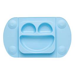 Mimo Style Prato de Silicone Portátil para Bebê Azul com Ventosas Fixadoras, Compatível com Cadeiras de Alimentação Alta Higiênico e Livre de BPA - Para uma Refeição Organizada e Livre de Bagunças