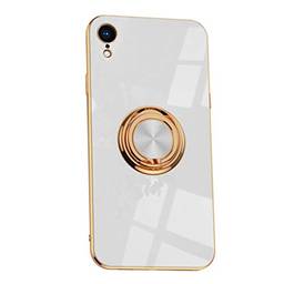 SHUNDA Capa para iPhone XR, capa ultrafina de silicone macio TPU com absorção de choque, capa com suporte magnético para iPhone XR 6,1 polegadas - branca