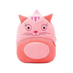 Mochila de criança linda mochila de pelúcia animal cartoon mini bolsa de viagem para meninas meninos de 2 a 6 anos (gato)
