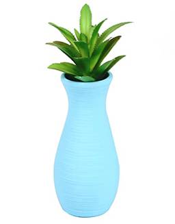 Vaso Decorativo Vasinho de Ambiente Decoração Planta Suculenta Cacto Artificial (Azul)