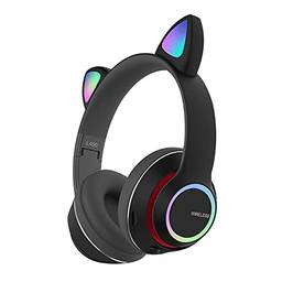L450 Over Ear Music Headset Glowing Cat Ear Headphones 7 cores luzes respiratórias Dobrável sem fio BT5.0 fone de ouvido com microfone AUX IN TF Card Player de MP3 para PC laptop t