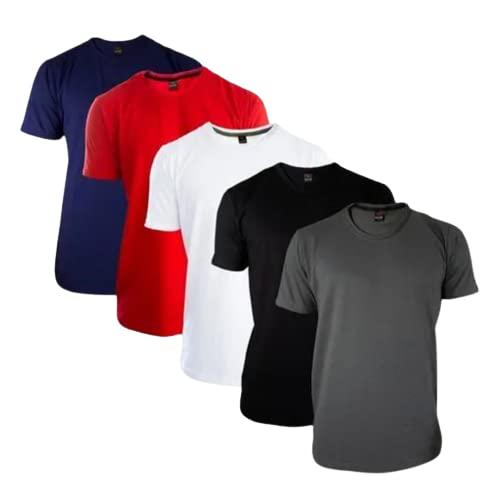 Kit 5 Camisetas Masculinas Basica Gola Redonda, Algodão (G)
