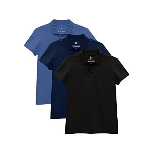 Kit 3 Camisas Polo Menino; basicamente; Azul Oceano/Marinho/Preto 10