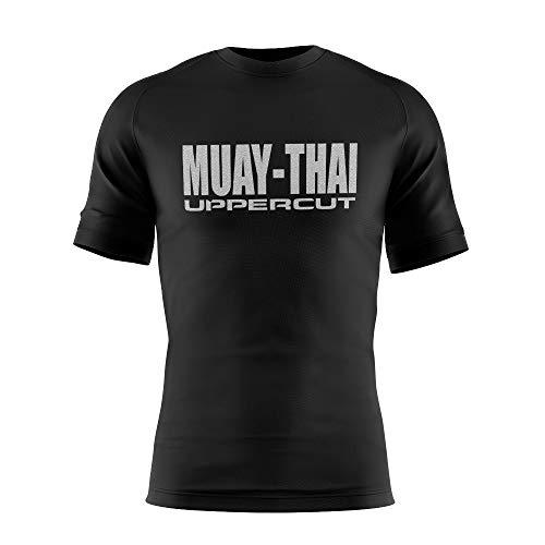 Camisa Dry Fit Uppercut Muay Thai Horizontal Adulto unissex, Preta e branca, G