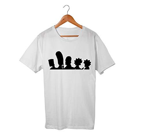 Camiseta Unissex Simpsons Desenho Homer Bart 100% Algodão (Branco, GG)