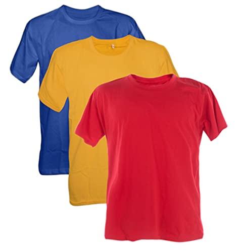 Kit 3 Camisetas Poliester 30.1 (Azul Royal, Amarelo Ouro, Vermelho, G)