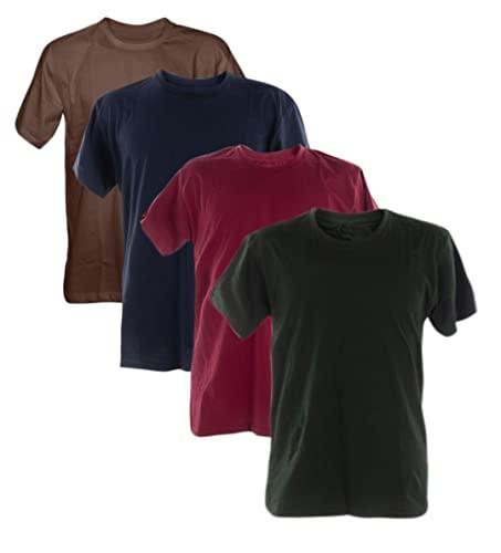 Kit 4 Camisetas 100% Algodão 30.1 Penteadas (Marinho, Verde Musgo, Marrom, Vinho, G)