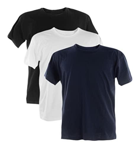 Kit 3 Camisetas PLUS SIZE 100% Algodão (Preto, Branco, Marinho, XGGG)