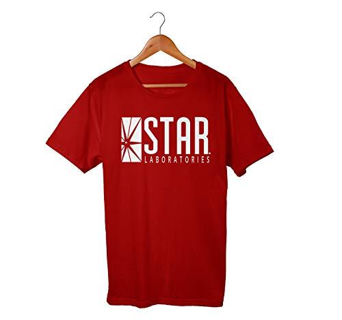 Camiseta Unissex Flash Star Labs Serie Laboratório Nerd 100% Algodão (Bordô, GG)