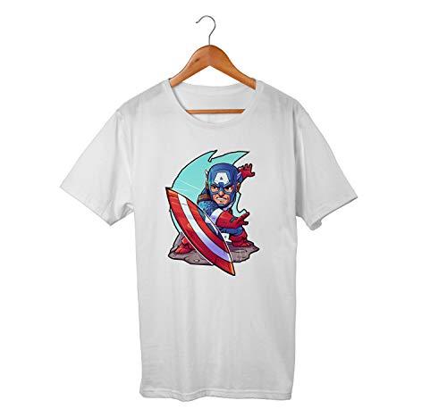 Camiseta Unissex Avengers Capitão America Escudo Geek Marvel (GG, BRANCA)