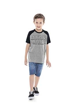 Camiseta Camiseta Star Wars, Fakini, Meninos, Mescla/Preto, 6