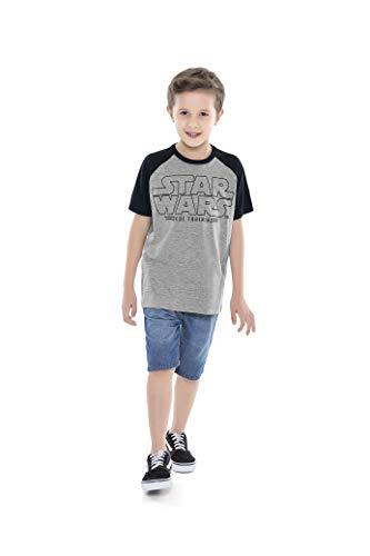 Camiseta Camiseta Star Wars, Fakini, Meninos, Mescla/Preto, 4
