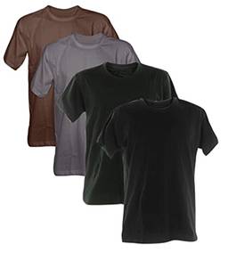 Kit 4 Camisetas 100% Algodão 30.1 Penteadas (Marrom, Cinza Chumbo, Verde Musgo, Preto, M)