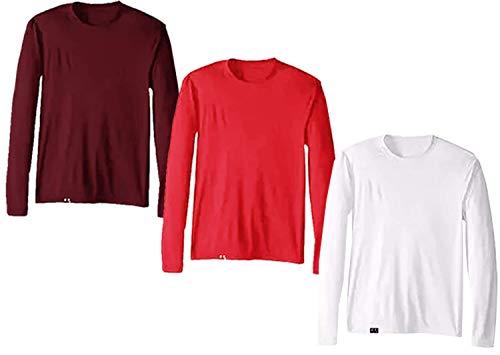 Kit com 3 Camisetas Proteção Solar Uv 50 Ice Tecido Gelado – Slim Fitness – Branco – Vermelho – Vinho – GG