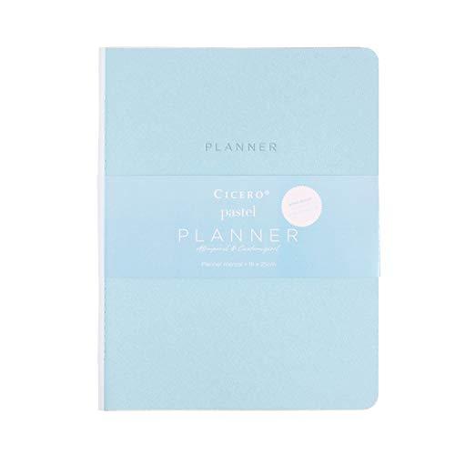 Planner Revista Pastel, Azul, Mensal Planejamento, 68 fls, Papel Pólen 80g/m², Tamanho Grande (19x25)