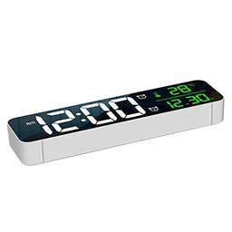 Homyl Premium digital despertador, relógio de parede eletrônico relógio de & 2 opções de alarme, com display de temperatura para casa sala de estar - Branco