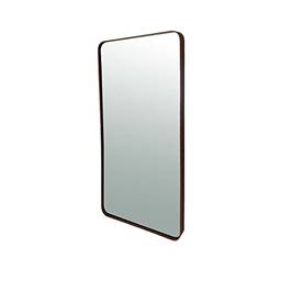 Espelho Retangular Decorativo Moldura Corino 90x45 - Marrom