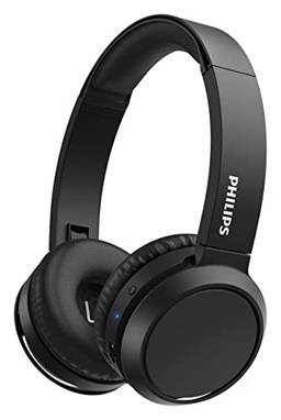 Headphone Philips bluetooth on-ear com microfone, reforço de graves e energia para 29 horas na cor preto TAH4205BK/00