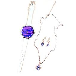 Moniss Conjunto de presente de 4 peças de colar de relógios femininos para mulheres, moda feminina, joias para presentes para meninas e mulheres