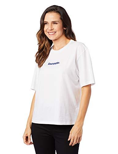 Camiseta Básica, Lacoste, Feminino, Branco/Azul, G