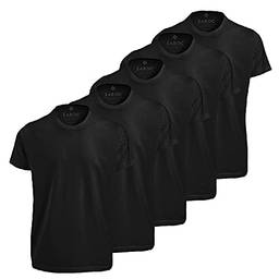 Kit 5 Camisetas Masculinas Slim Fit Básicas Algodão Premium (Pretas, M)