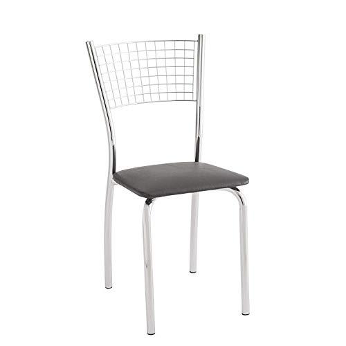 Cadeira para Cozinha Assento Estofado 426 Unimóvel Cromado/preto