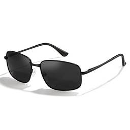 Cyxus Óculos de Sol para Masculino Anti-reflexo Oculos de Sol Homens Lentes Polarizadas Protegem UV para Dirigir Golfe Viajar Quadro Leve (0-lentes pretas armação preta)