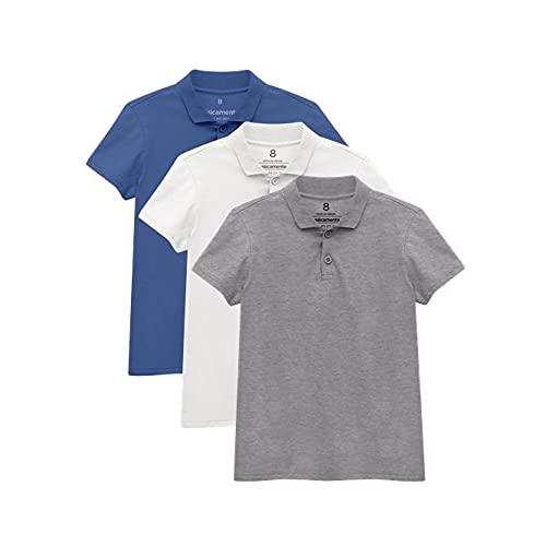 Kit 3 Camisas Polo Menino; basicamente; Azul Oceano/Branco/Mescla Claro 10
